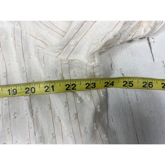 Croft & Barrow Womens XL White Gold Striped Textured Button-Front Blouse - Picture 4 of 16